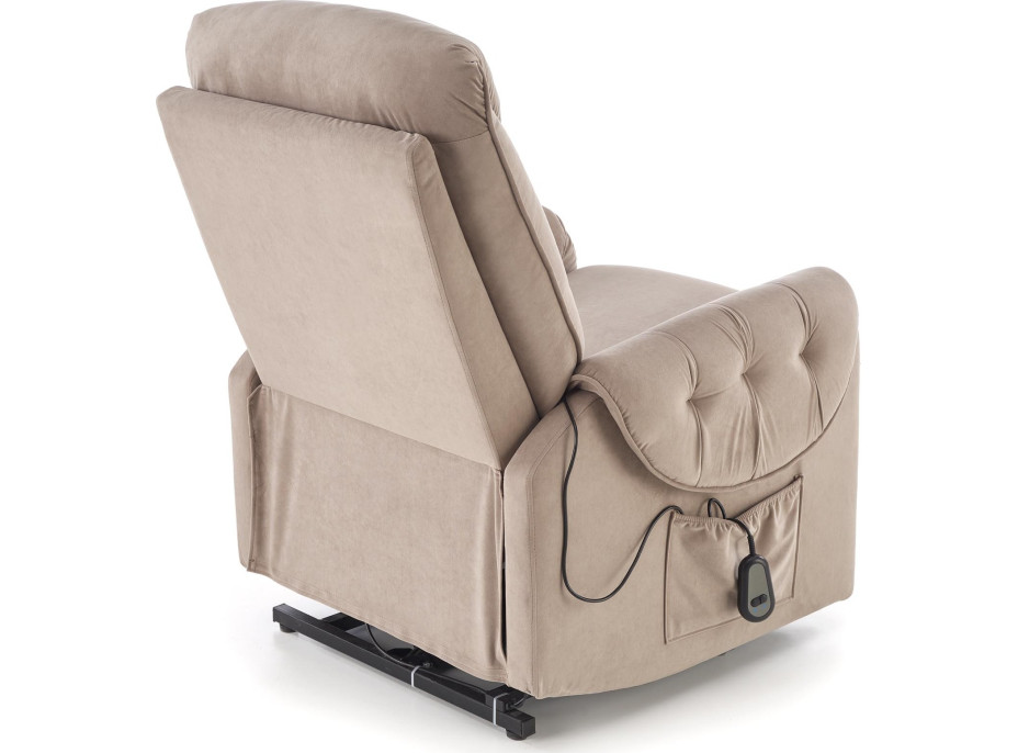 Elektrické polohovacie kreslo HORTON - čalúnené látkou - béžové