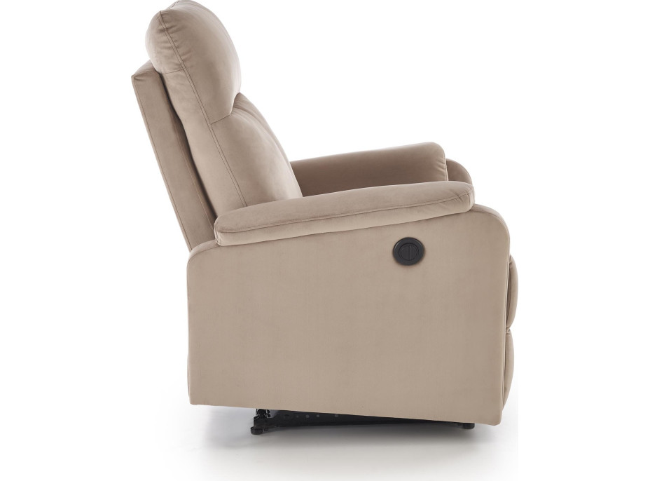 Elektrické polohovacie kreslo CROCUS - čalúnené látkou - béžové