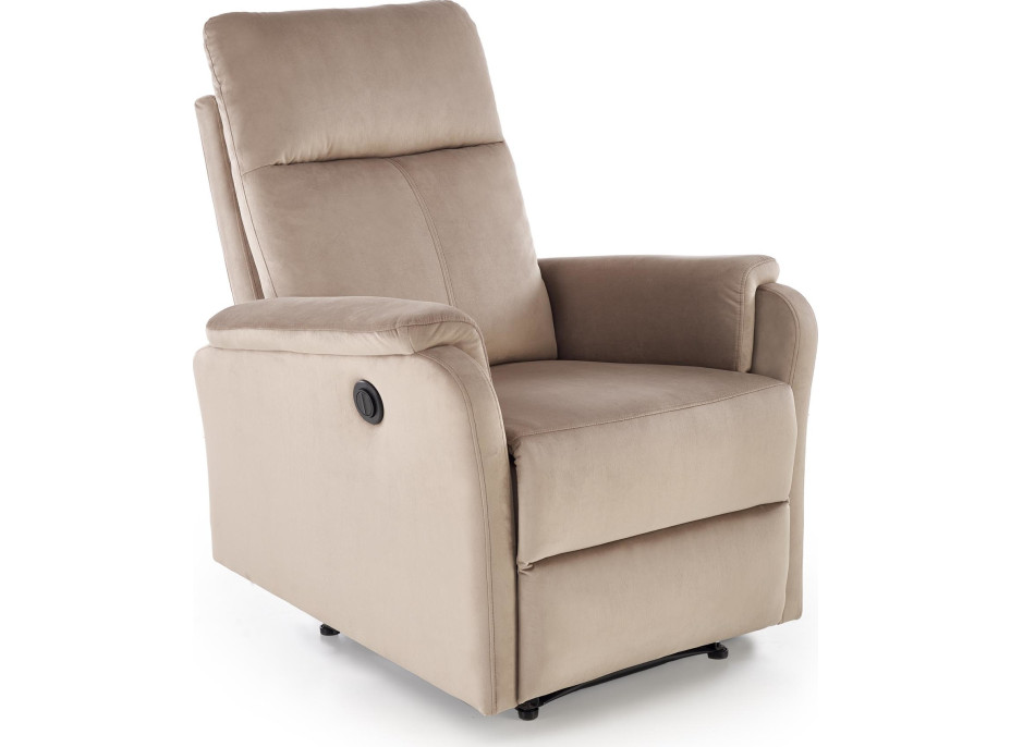 Elektrické polohovacie kreslo CROCUS - čalúnené látkou - béžové