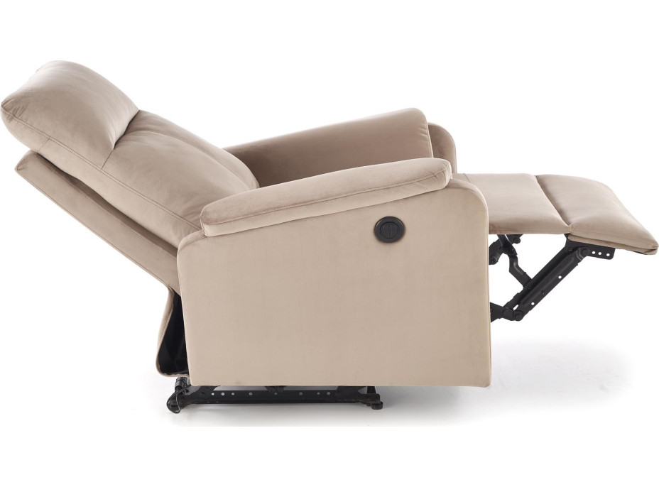 Elektrické polohovacie kreslo CROCUS - čalúnené látkou - béžové