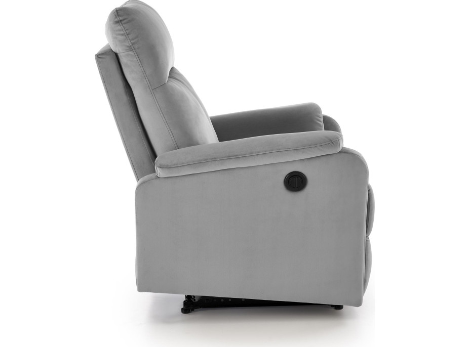 Elektrické polohovacie kreslo CROCUS - čalúnené látkou - popolavo šedé