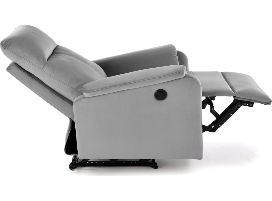 Elektrické polohovacie kreslo CROCUS - čalúnené látkou - popolavo šedé