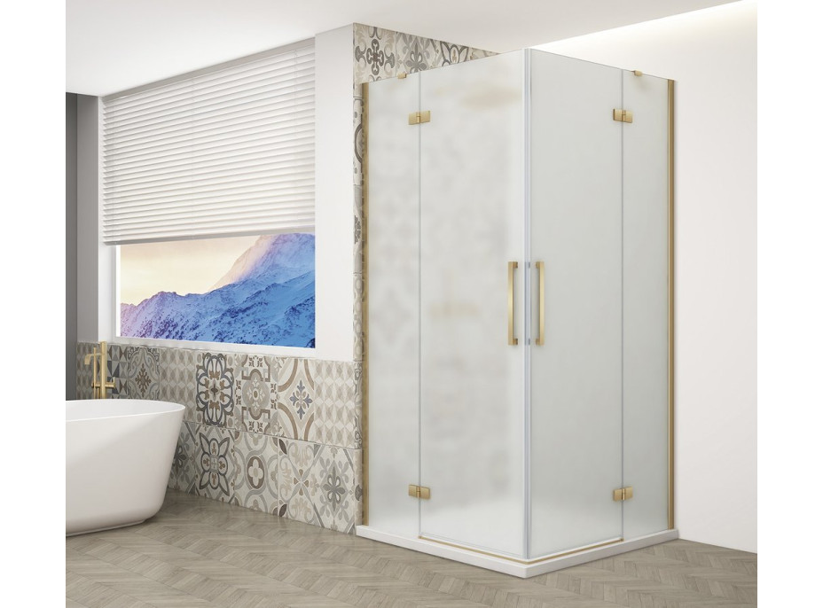 Gelco TRINITY GOLD MATT štvorcový sprchovací kút 1000x1000mm, rohový vstup, matné sklo GT2210-10M-G