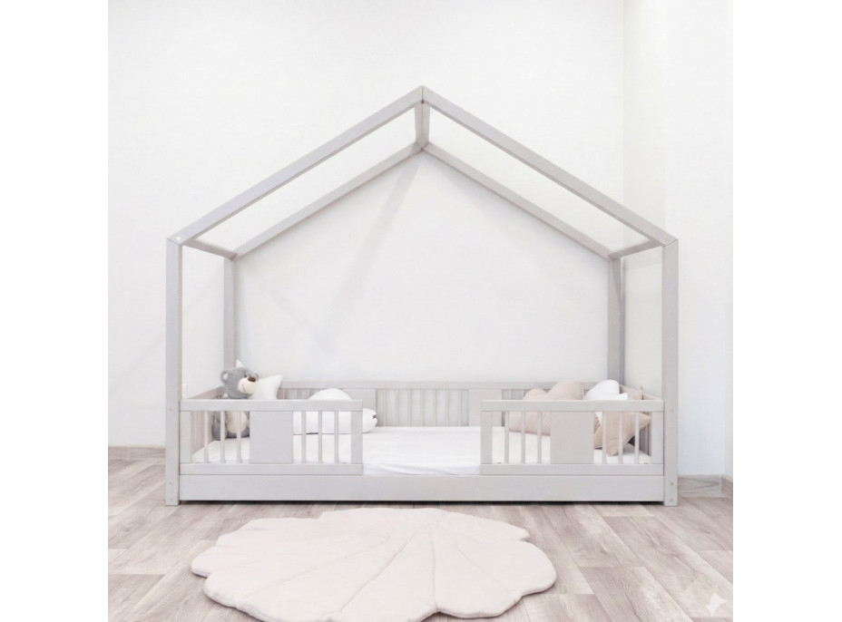 Detská domčeková Montessori posteľ z masívu borovice LUNA S - 190x90 cm