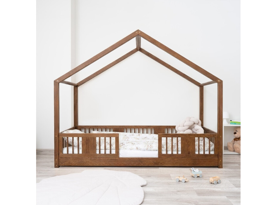 Detská domčeková Montessori posteľ z masívu borovice LUNA S - 200x90 cm