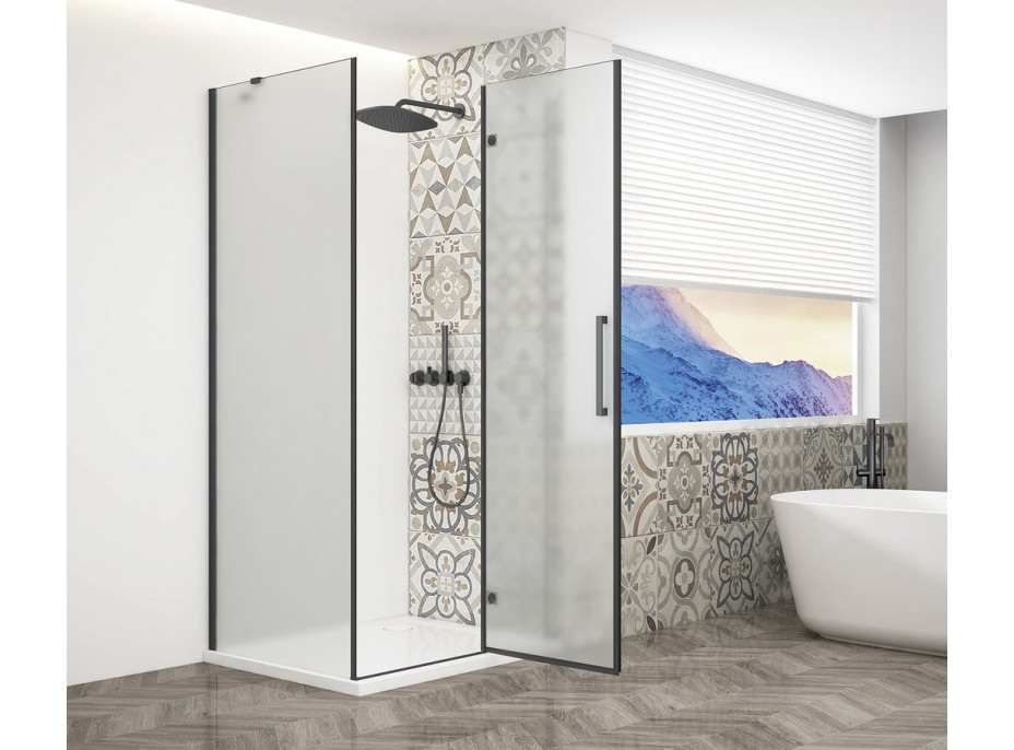 Gelco TRINITY BLACK obdĺžnikový sprchovací kút 900x1000mm, matné sklo, pravé GT5610-90MR-B