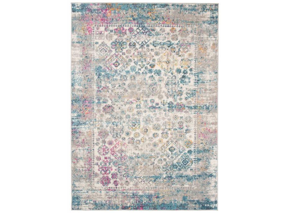 Kusový koberec AZUR vintage - šedý/ružový/modrý, 60x100 cm