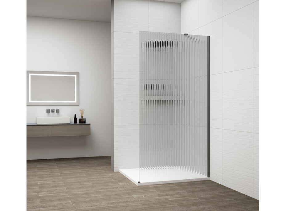 Polysan ESCA GUN METAL jednodielna sprchová zástena na inštaláciu k stene, sklo Flute, 800 mm ES1380-11