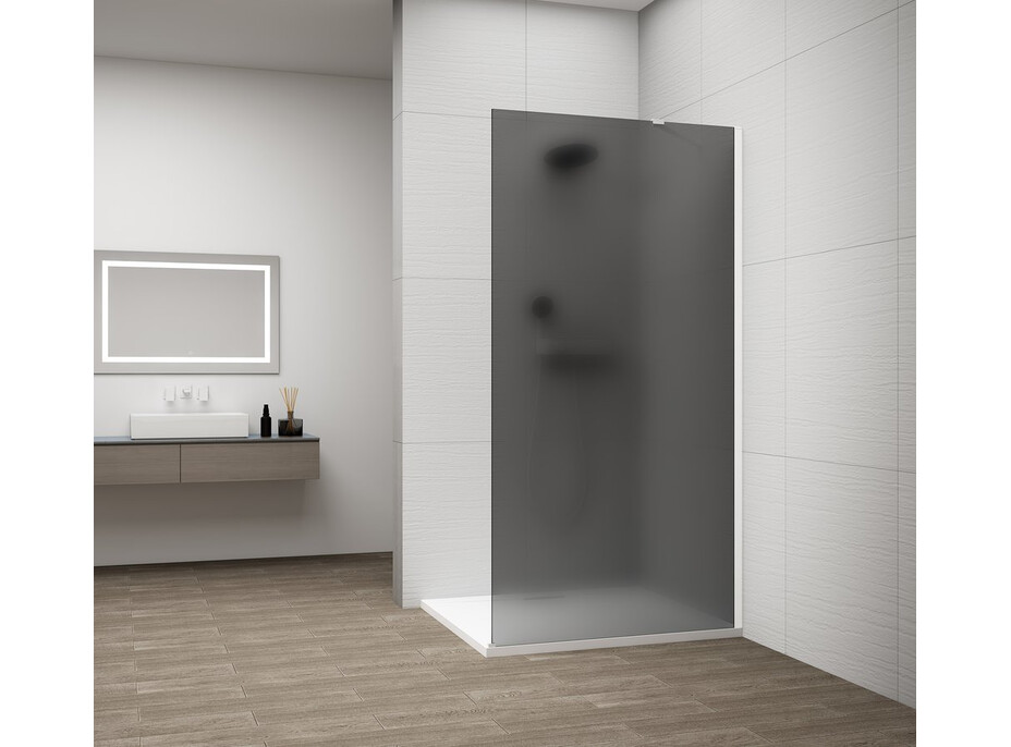 Polysan ESCA WHITE MATT jednodielna sprchová zástena na inštaláciu k stene, dymové matné sklo, 700 mm ES1470-03