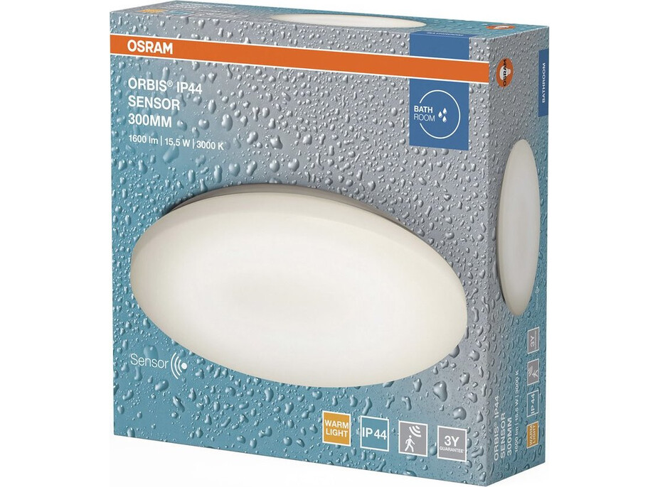 OSRAM ORBIS kúpeľňové stropné svietidlo, ø 300mm, senzor, OSRAM, 1600lm, 15, 5W, IP44 AC36060022M