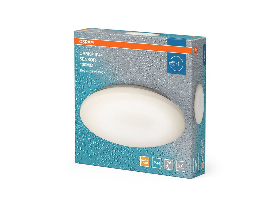OSRAM ORBIS kúpeľňové stropné svietidlo, ø 400mm, senzor, OSRAM, 2700lm, 25W, IP44 AC36061022M