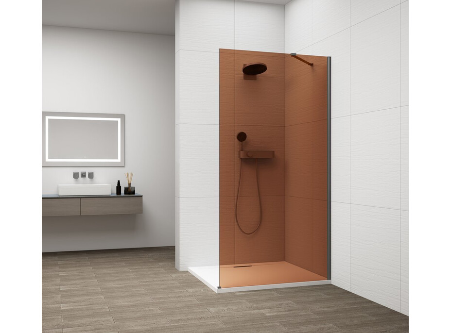Polysan ESCA GUN METAL jednodielna sprchová zástena na inštaláciu k stene, sklo Marron, 900 mm ES1590-11