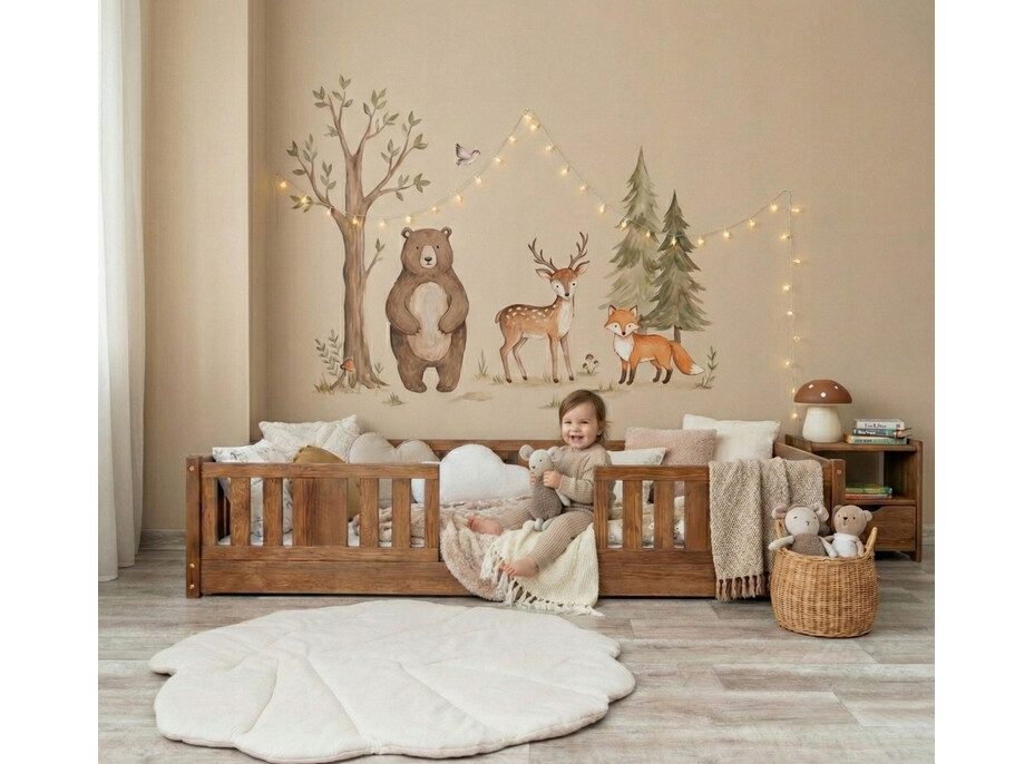 Detská Montessori posteľ z masívu borovice NIKO - 160x80 cm