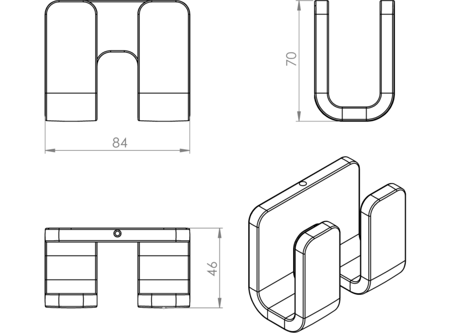 Gedy OUTLINE dvojitý háčik, čierna mat 322814