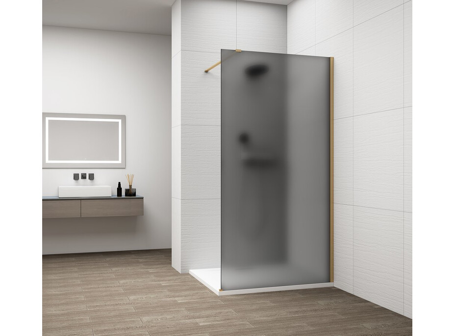 Polysan ESCA GOLD MATT jednodielna sprchová zástena na inštaláciu k stene, dymové matné sklo, 1500 mm ES1415-04