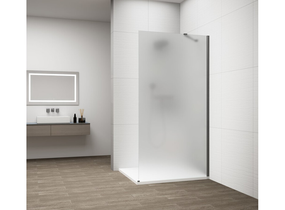 Polysan ESCA GUN METAL jednodielna sprchová zástena na inštaláciu k stene, matné sklo, 1000 mm ES1110-11