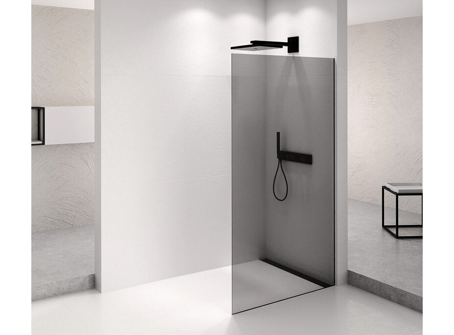 Polysan ARCHITEX BLACK MATT sprchová zástena 1162mm, dymové sklo AXB120SC