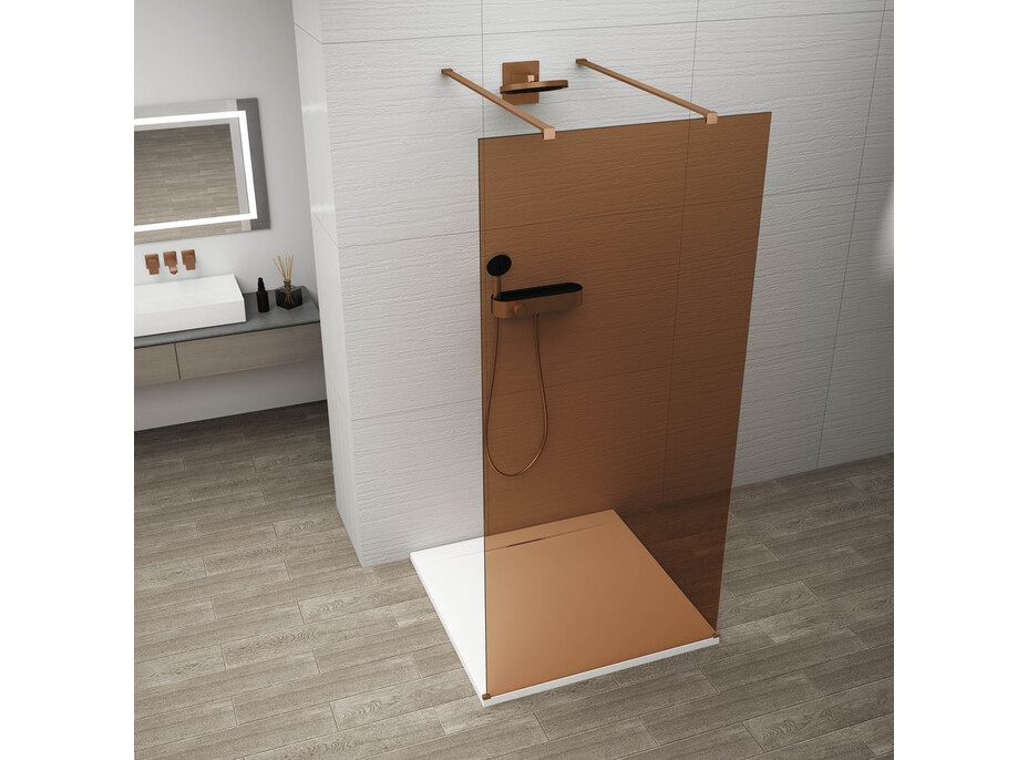 Polysan ESCA COPPER MATT jednodielna sprchová zástena do priestoru, sklo Marron, 1500 mm ES1515-10