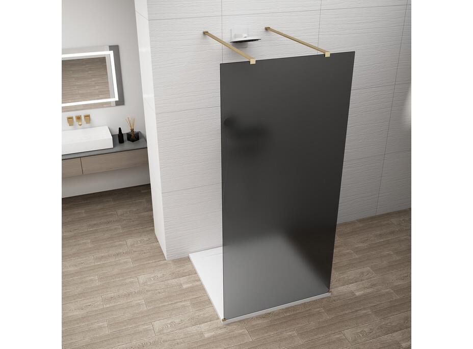 Polysan ESCA GOLD MATT jednodielna sprchová zástena do priestoru, dymové matné sklo, 1500 mm ES1415-08