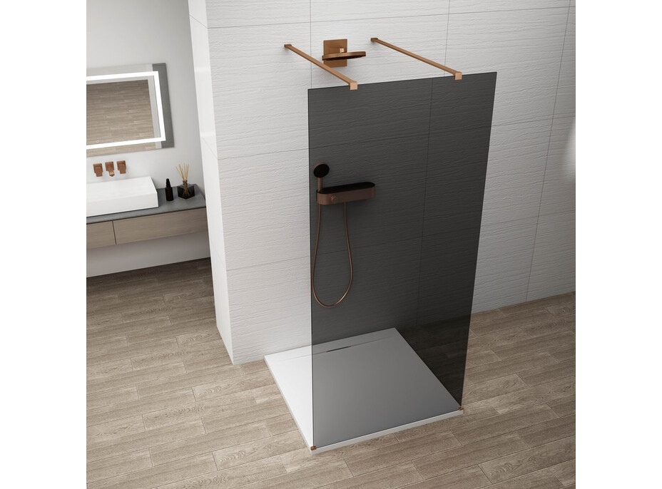 Polysan ESCA COPPER MATT jednodielna sprchová zástena do priestoru, dymové sklo, 1500 mm ES1215-10