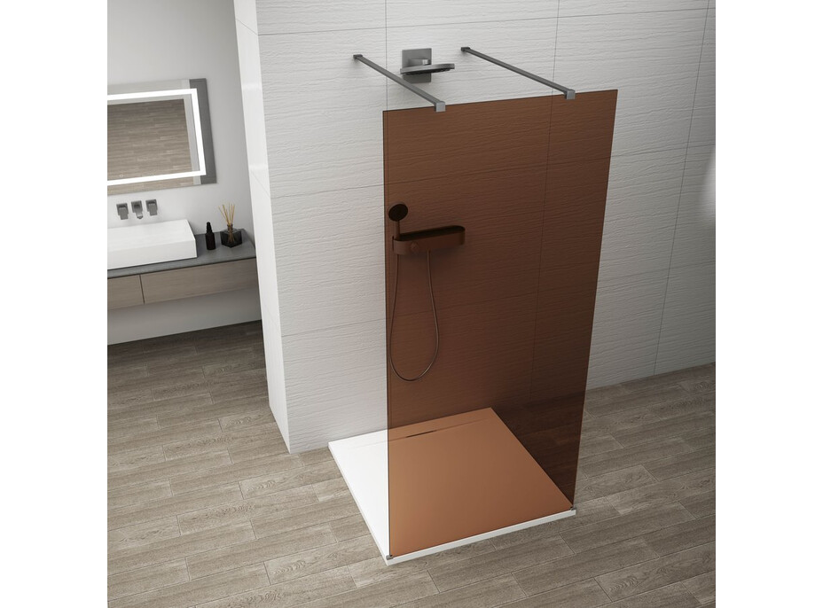 Polysan ESCA GUN METAL jednodielna sprchová zástena do priestoru, sklo Marron, 1500 mm ES1515-12