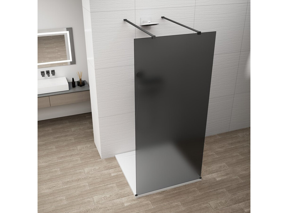 Polysan ESCA BLACK MATT jednodielna sprchová zástena do priestoru, dymové matné sklo, 1400 mm ES1414-06