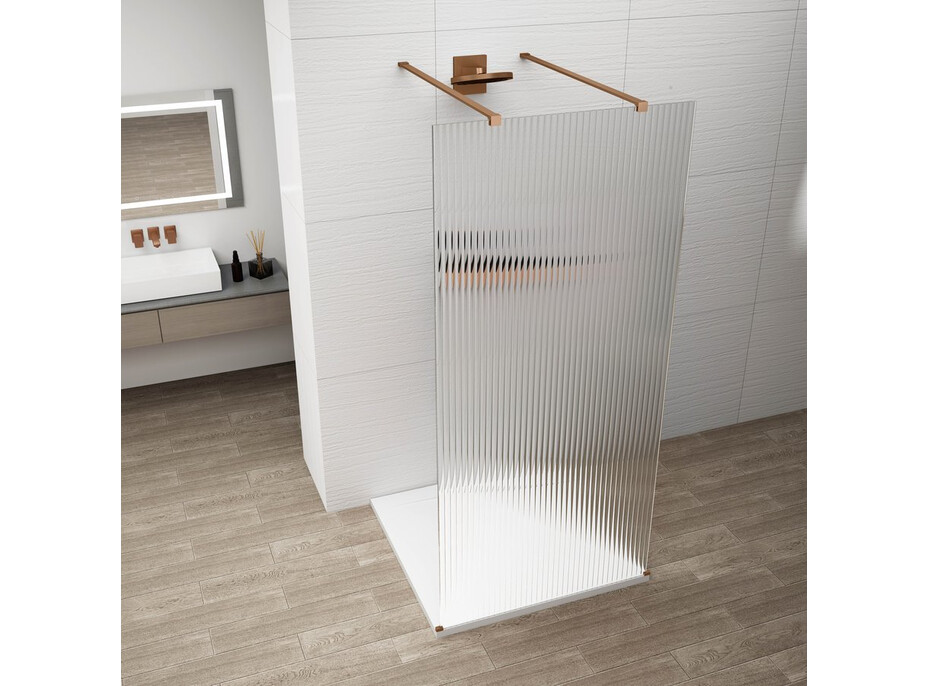 Polysan ESCA COPPER MATT jednodielna sprchová zástena do priestoru, sklo Flute, 1100 mm ES1311-10