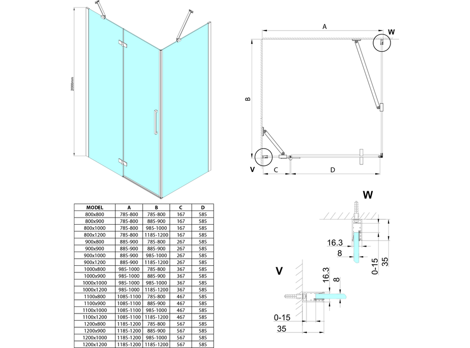 Gelco TRINITY CHROME obdĺžnikový sprchovací kút 900x800mm, matné sklo, ľavé GT5680-90ML-CH