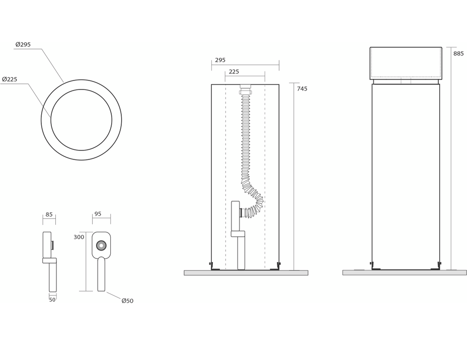 Kerasan OKE keramické umývadlo voľne stojace, priemer 30x88, 5cm, verde mat 554011-2