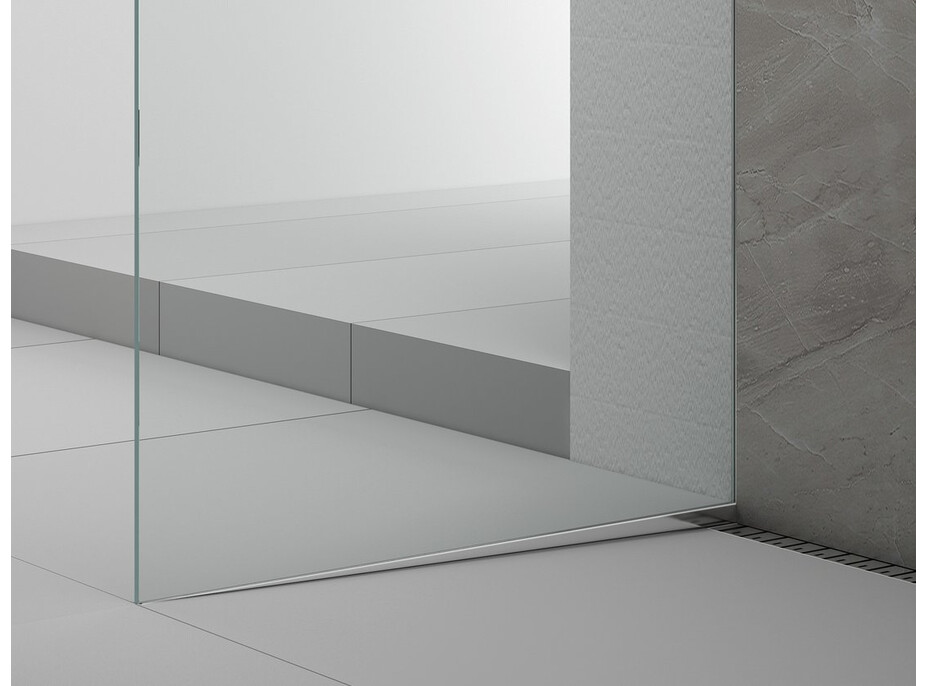 Polysan ARCHITEX sada na uchytenie skla podlaha-stena so spádovou lištou, 1615x2105mm, ľavá, leštený hliník AX2116L