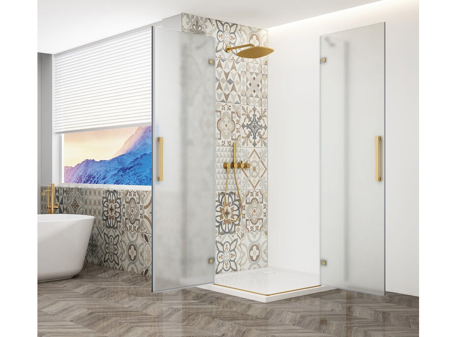 Gelco TRINITY GOLD MATT štvorcový sprchovací kút 900x900mm, rohový vstup, matné sklo GT2290-90M-G