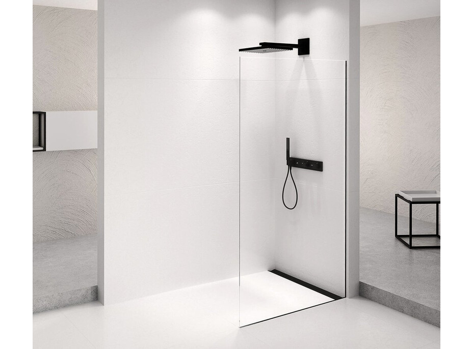 Polysan ARCHITEX BLACK MATT sprchová zástena 662mm, číre sklo AXB70CL