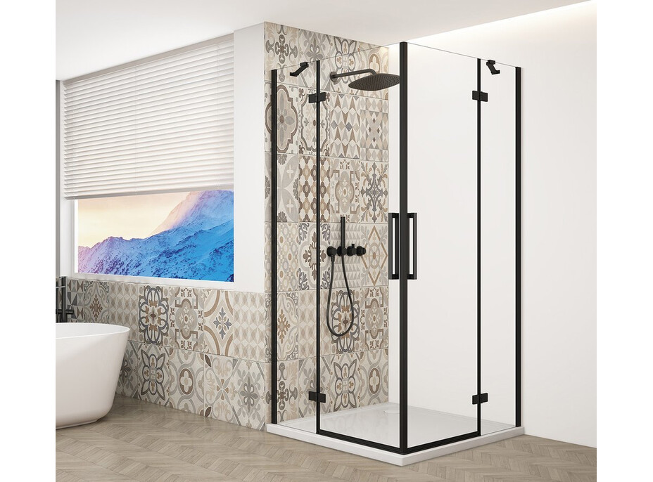 Gelco TRINITY BLACK obdĺžnikový sprchovací kút 1000x900mm, rohový vstup, číre sklo GT2290-10C-B