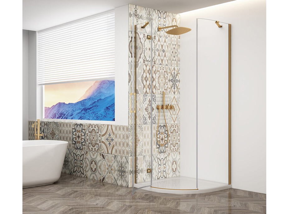 Gelco TRINITY GOLD MATT štvrťkruhový sprchovací kút 900x900mm, číre sklo, ľavé GT6590CL-G