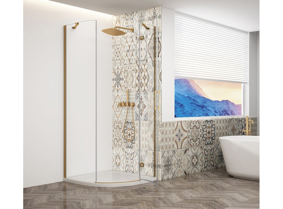 Gelco TRINITY GOLD MATT štvrťkruhový sprchovací kút 900x900mm, číre sklo, pravé GT6590CR-G