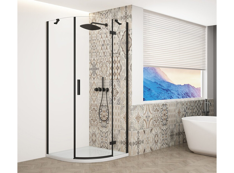 Gelco TRINITY BLACK štvrťkruhový sprchovací kút 900x900mm, číre sklo, pravé GT6590CR-B