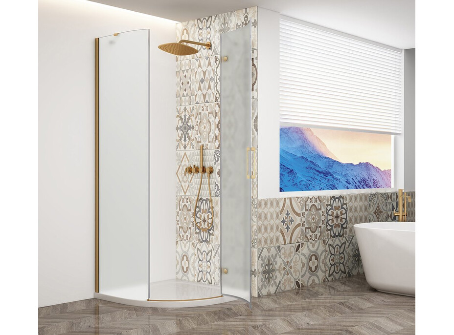 Gelco TRINITY GOLD MATT štvrťkruhový sprchovací kút 900x900mm, matné sklo, pravé GT6590MR-G