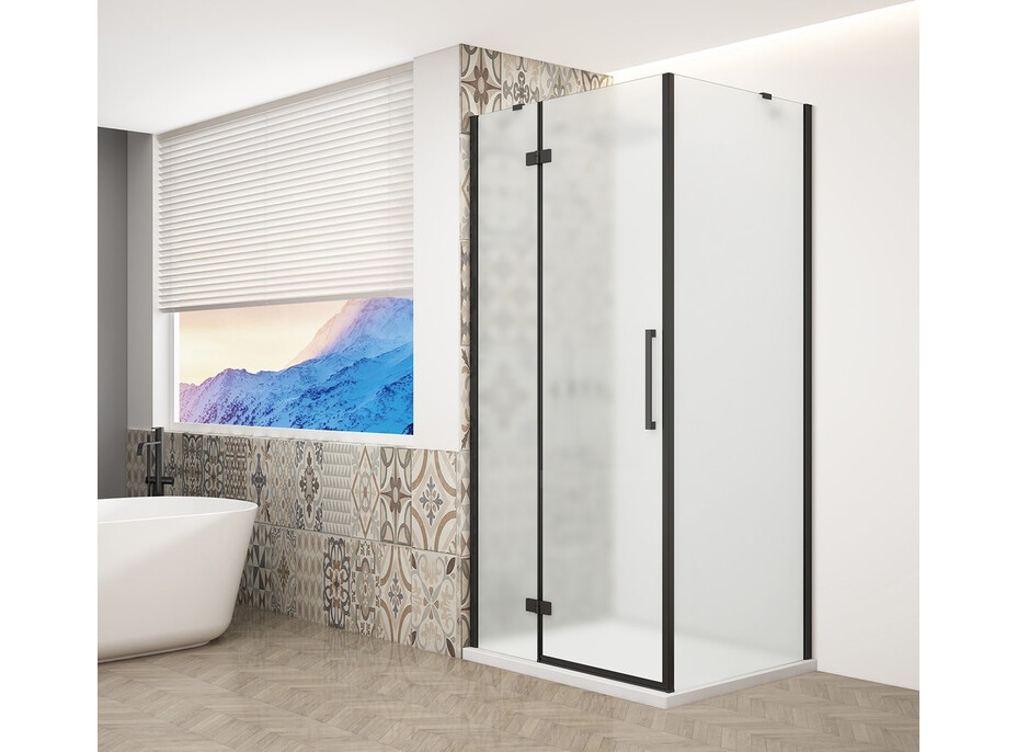 Gelco TRINITY BLACK obdĺžnikový sprchovací kút 1100x800mm, matné sklo, ľavé GT5680-11ML-B