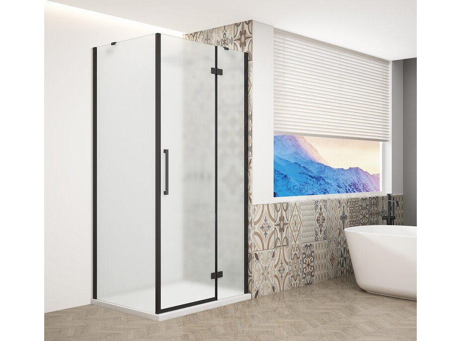 Gelco TRINITY BLACK obdĺžnikový sprchovací kút 1100x900mm, matné sklo, pravé GT5690-11MR-B