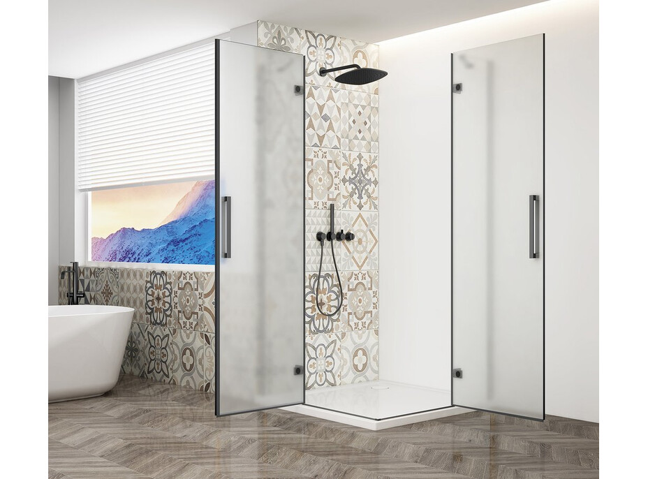 Gelco TRINITY BLACK obdĺžnikový sprchovací kút 900x800mm, rohový vstup, matné sklo GT2280-90M-B
