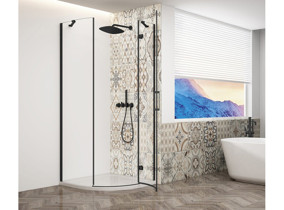 Gelco TRINITY BLACK štvrťkruhový sprchovací kút 900x900mm, číre sklo, pravé GT6590CR-B