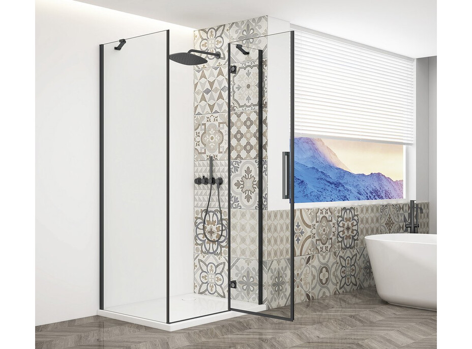 Gelco TRINITY BLACK obdĺžnikový sprchovací kút 1200x800mm, číre sklo, pravé GT5680-12CR-B