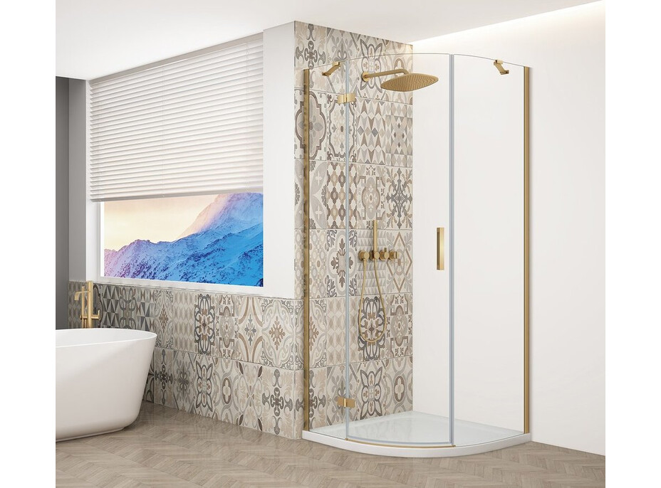 Gelco TRINITY GOLD MATT štvrťkruhový sprchovací kút 900x900mm, číre sklo, ľavé GT6590CL-G