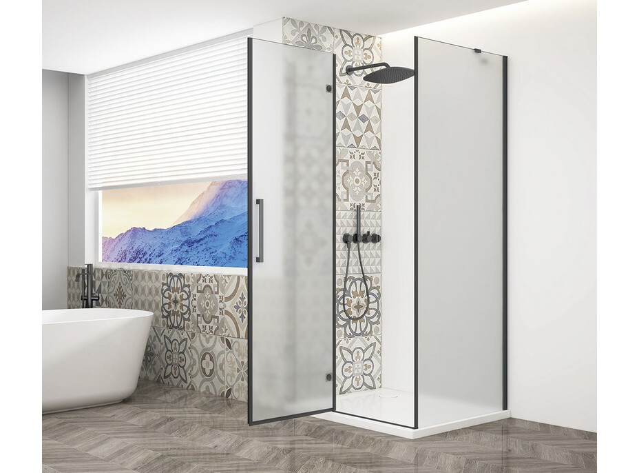 Gelco TRINITY BLACK obdĺžnikový sprchovací kút 800x900mm, matné sklo, ľavé GT5690-80ML-B