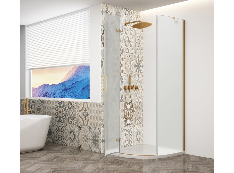 Gelco TRINITY GOLD MATT štvrťkruhový sprchovací kút 900x900mm, matné sklo, ľavé GT6590ML-G