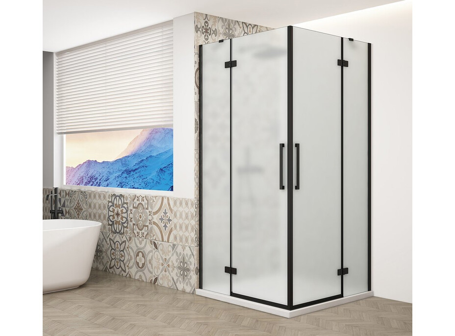 Gelco TRINITY BLACK obdĺžnikový sprchovací kút 1200x800mm, rohový vstup, matné sklo GT2280-12M-B