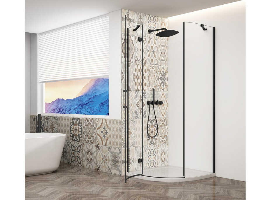 Gelco TRINITY BLACK štvrťkruhový sprchovací kút 900x900mm, číre sklo, ľavé GT6590CL-B