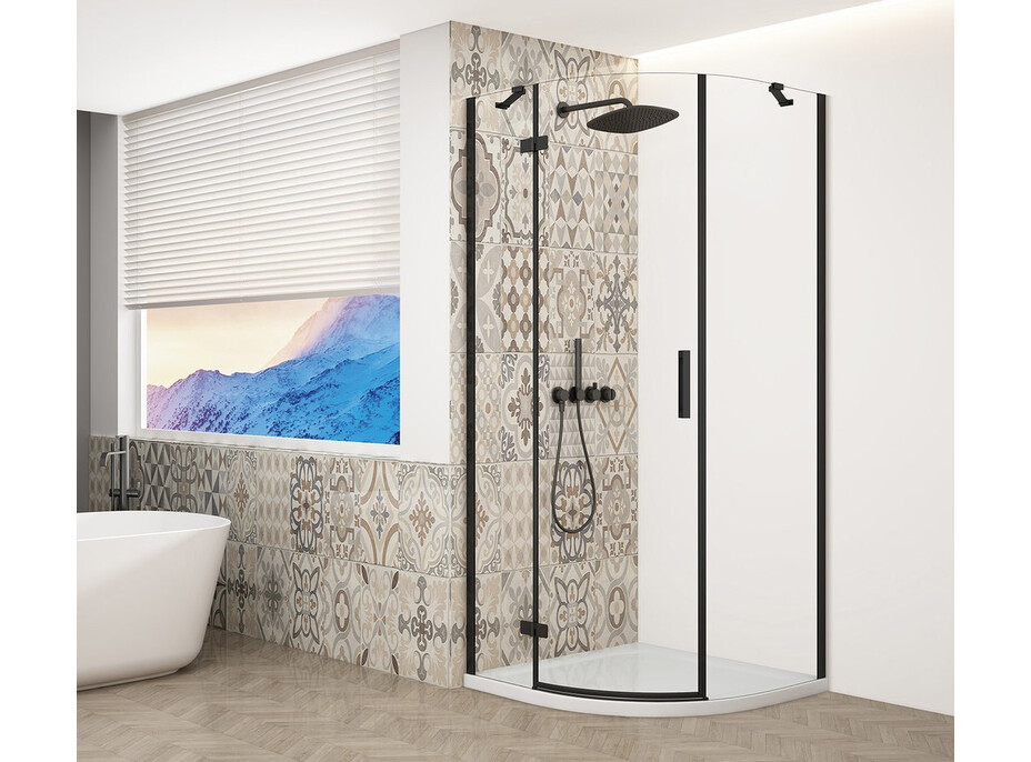 Gelco TRINITY BLACK štvrťkruhový sprchovací kút 900x900mm, číre sklo, ľavé GT6590CL-B