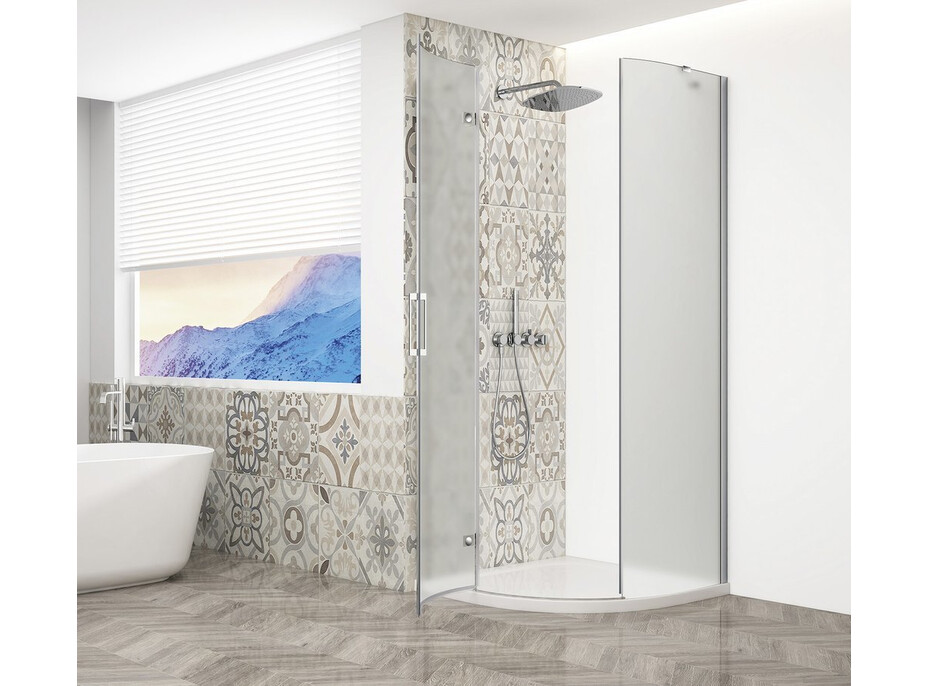 Gelco TRINITY CHROME štvrťkruhový sprchovací kút 900x900mm, matné sklo, ľavé GT6590ML-CH