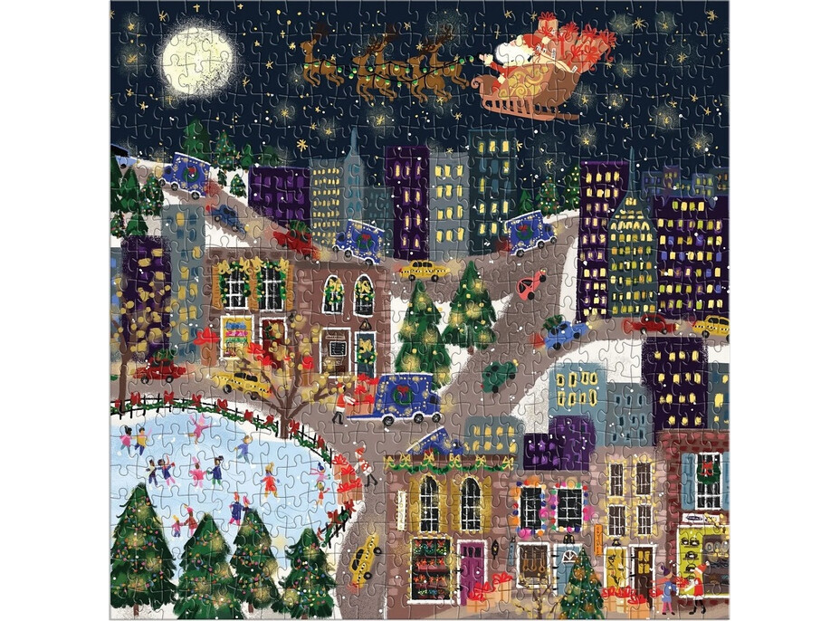 Galison Fóliové puzzle Joy Laforme Vianočné mestečko Presentville 500 dielikov